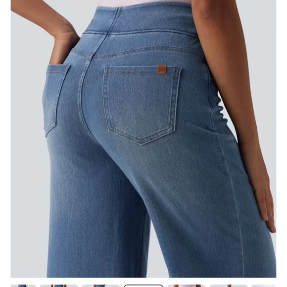 Halara Flex™ High Waisted Tummy Control Wide Leg Casual Jeans with Pockets - Picture 3 of 11